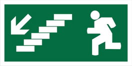 GO Panneau de signalisation 200x100 DOWN LEFT STAIR SIGN