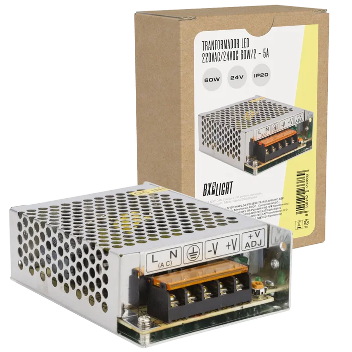 BX3 LIGHT Transformateur de Puissance Alimentation AC/DC - 220VAC vers 24VDC 60W 2.5A IP20 pour Éclairage LED et Systèmes Basse Tension - Réf. BX3-TR-IP25-60W-24V BX3 LIGHT Transformateur de Puissance Alimentation AC/DC - 220VAC vers 24VDC 60W 2.5A IP20 pour Éclairage LED et Systèmes Basse Tension - Réf. BX3-TR-IP25-60W-24V