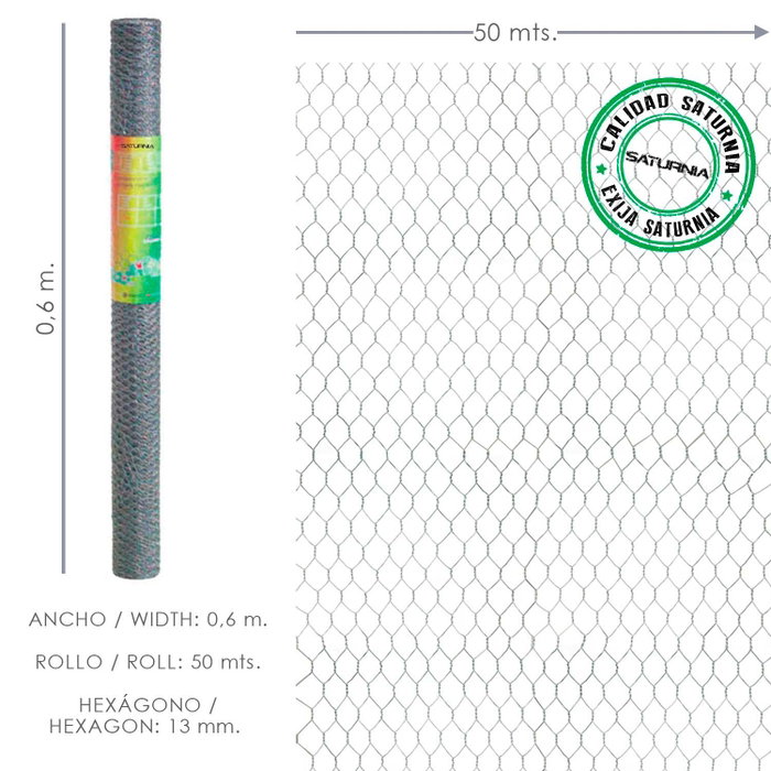 SATURNIA Grillage triple torsion 60 cm x 50 m