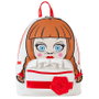 LOUNGEFLY Sac à Dos Cosplay Annabelle 26 cm en Similicuir Vegan - Poches Latérales, Broderies, Applications 3D et Doublure Coordonnée