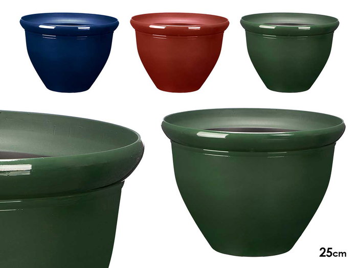 Ibergarden Pot rond 25 cm en plastique assorti couleurs aléatoire (Set de 12) Ibergarden Pot rond 25 cm en plastique assorti couleurs aléatoire (Set de 12)