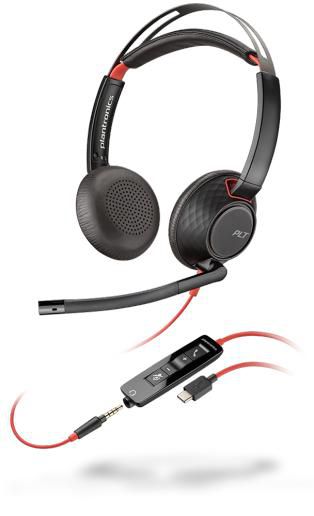 Poly Blackwire 5220 - Casque téléphonique stéréo professionnel à réduction de bruit passif, USB-C, 3.5 mm, 20 Hz-20 kHz, idéal pour conférences longue durée Poly Blackwire 5220 - Casque téléphonique stéréo professionnel à réduction de bruit passif, USB-C, 3.5 mm, 20 Hz-20 kHz, idéal pour conférences longue durée