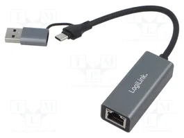 LOGILINK Adaptateur USB vers Ethernet USB 3.2 Gen 1 10/100/1000Mbps UA0238B gris