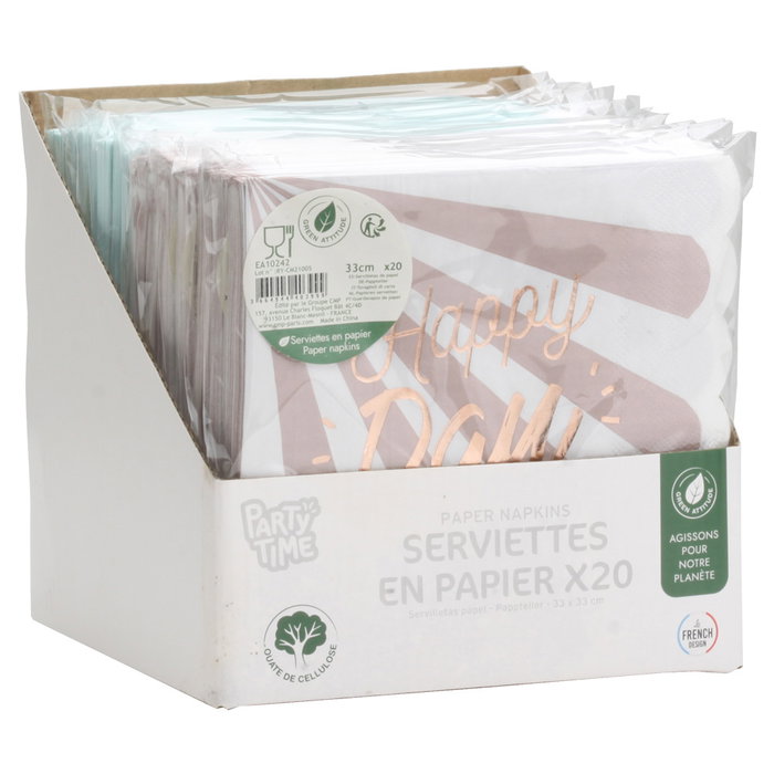 Party Time Set de 20 serviettes en papier assorties
