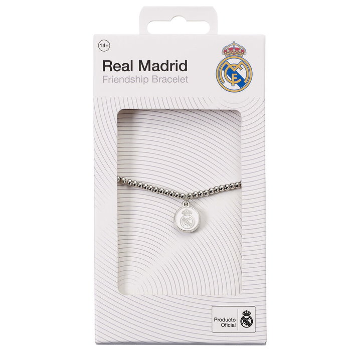 Real Madrid Bracelet Officiel Licencié - Bracelet Extensible en Alliage de Zinc avec Charm Escudo - 18 cm - Pour Homme et Femme
