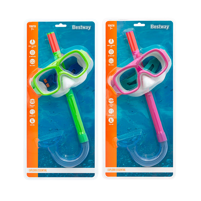 Bestway 24035 Masque et Tuba Junior pour Enfant +7 Ans avec Corselet Anatomique Couleur Assortie Piscine et Plage Bestway 24035 Masque et Tuba Junior pour Enfant +7 Ans avec Corselet Anatomique Couleur Assortie Piscine et Plage