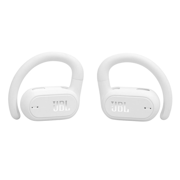 JBL Soundgear Sense - Casques Bluetooth intra-auriculaires True Wireless, autonomie 6h (24h avec boîtier), résistant à la poussière et éclaboussures IP54, 4 micros, couleur Blanc