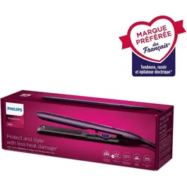 Philips BHS752/00 Lisseur Series 7000 - Plaques Céramique à l'Argan, ThermoShield, 12 Températures (120-230°C), Violet Métallisé, Prêt en 30s, Cordon Rotatif