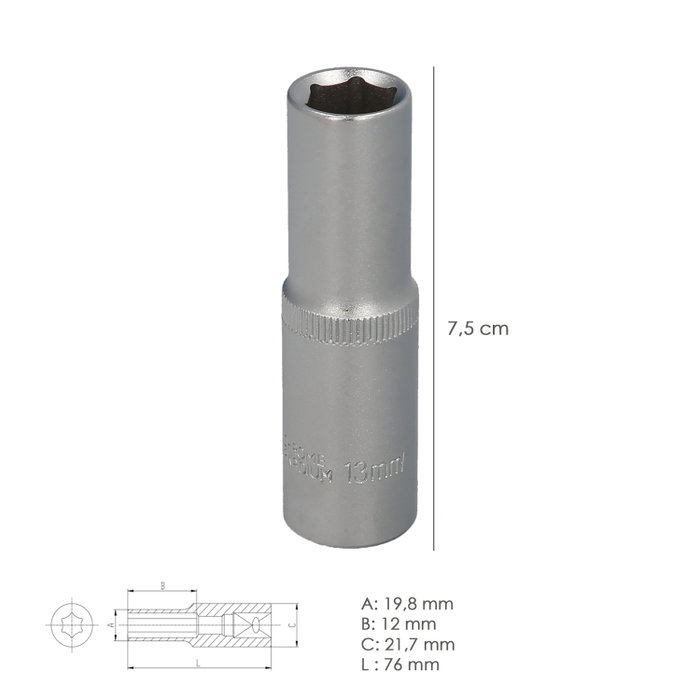WOLFPACK LINEA PROFESIONAL Clé à douille hexagonale longue 13 mm 1/2 pol.