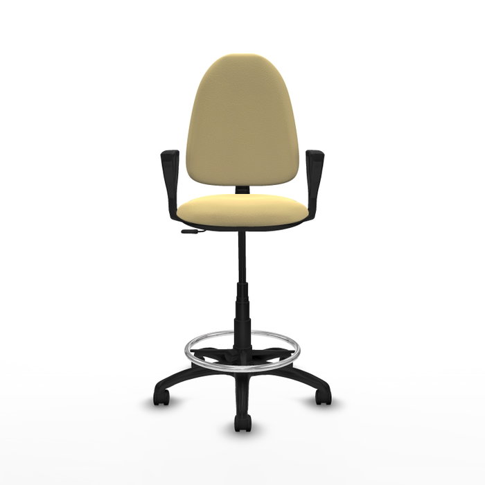Tabouret Aýna taburete Contact permament de base Cuir écologique Beige Structure polyamide noire Accoudoirs fixes Sans appui-tête Roulettes en nylon 50 mm Tabouret Aýna taburete Contact permament de base Cuir écologique Beige Structure polyamide noire Accoudoirs fixes Sans appui-tête Roulettes en nylon 50 mm
