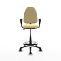 Tabouret Aýna taburete Contact permament de base Cuir écologique Beige Structure polyamide noire Accoudoirs fixes Sans appui-tête Roulettes en nylon 50 mm