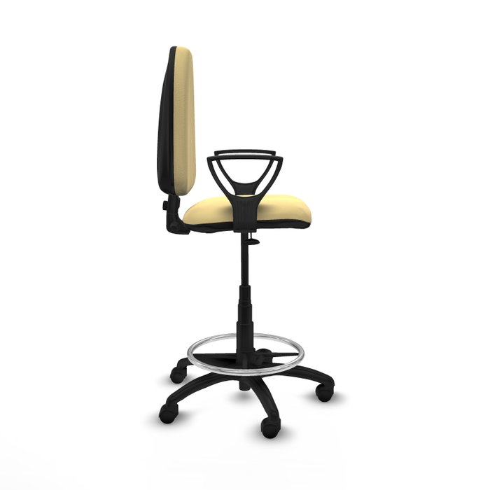 Tabouret Aýna taburete Contact permament de base Cuir écologique Beige Structure polyamide noire Accoudoirs fixes Sans appui-tête Roulettes en nylon 50 mm Tabouret Aýna taburete Contact permament de base Cuir écologique Beige Structure polyamide noire Accoudoirs fixes Sans appui-tête Roulettes en nylon 50 mm