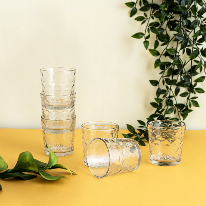 Quid Set de 6 Verres Bas Rombos en Verre Transparent 26 cL