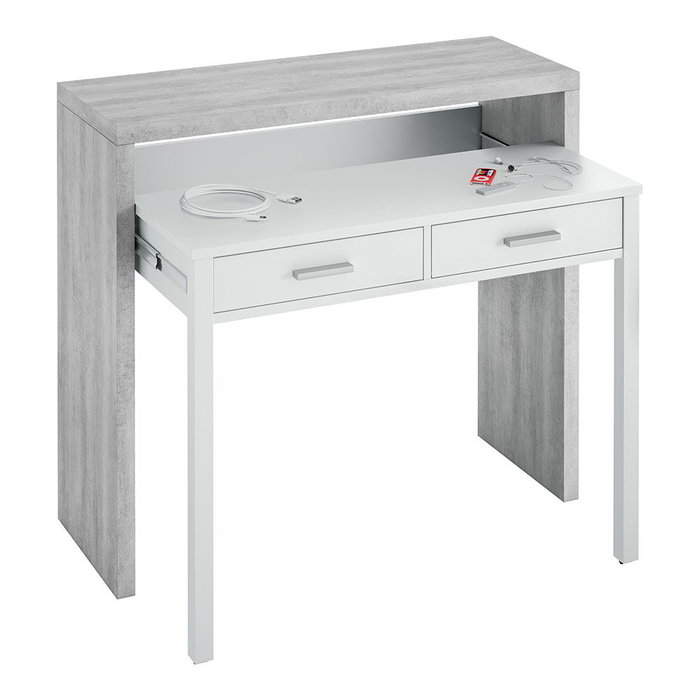 Bureau Forés Blanc 98,5 X 36 X 87,5 CM Métal MDF Bureau Forés Blanc 98,5 X 36 X 87,5 CM Métal MDF