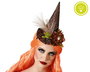 Diadème de sorcière avec chapeau et fleurs brunes en tissu pour déguisement adulte femme - Accessoire Halloween et fantasy