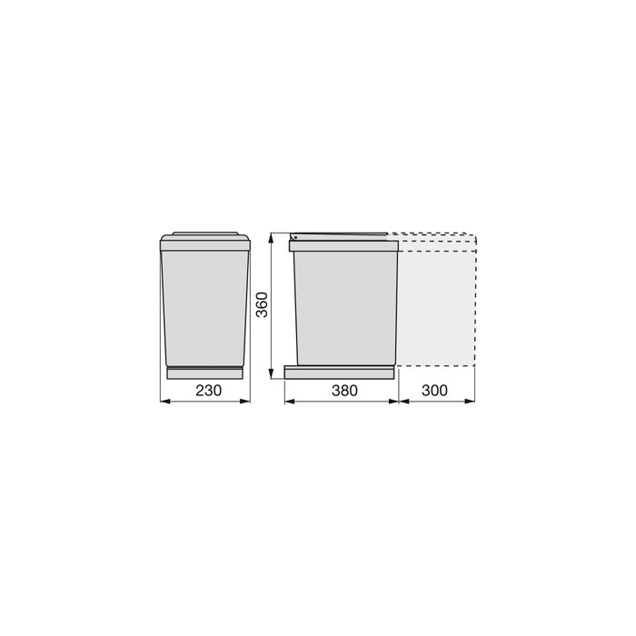 Emuca Bac de tri sélectif pour fixation inférieure et extraction manuelle dans module de cuisine 1 x 16 litres et couvercle automatique, Plastique, Gris Emuca Bac de tri sélectif pour fixation inférieure et extraction manuelle dans module de cuisine 1 x 16 litres et couvercle automatique, Plastique, Gris