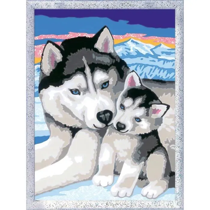 Ravensburger 25829 CreArt Kids - Kit de peinture par numéros Doux bisous de Husky, 18x24 cm, à partir de 7 ans, avec cadre