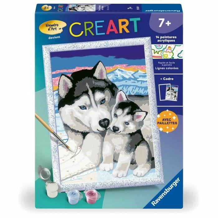 Ravensburger CreArt Kids Doux bisous de Husky - Kit de peinture par numéros 18x24 cm Ravensburger CreArt Kids Doux bisous de Husky - Kit de peinture par numéros 18x24 cm