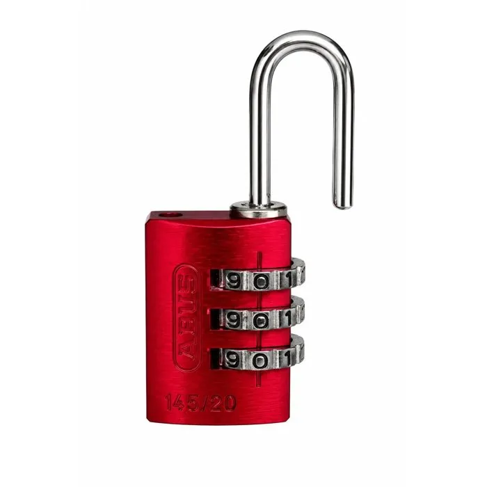Abus 145/20 Cadenas à combinaison 3 chiffres, Aluminium rouge, Anse acier Abus 145/20 Cadenas à combinaison 3 chiffres, Aluminium rouge, Anse acier