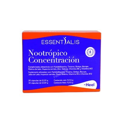Heel Essentialis Complément Alimentaire Nootropique - Concentration & Mémoire - 30 Capsules avec Ginkgo, Bacopa, L-Tyrosine, Vitamines B6 & B12 Heel Essentialis Complément Alimentaire Nootropique - Concentration & Mémoire - 30 Capsules avec Ginkgo, Bacopa, L-Tyrosine, Vitamines B6 & B12
