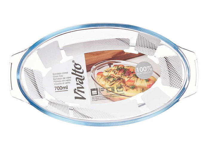 Vivalto Bandeja en verre borosilicate ovale avec anses 700 ml 23 x 5 x 13 cm (Set de 18)