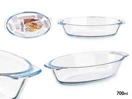 Vivalto Bandeja en verre borosilicate ovale avec anses 700 ml 23 x 5 x 13 cm (Set de 18)