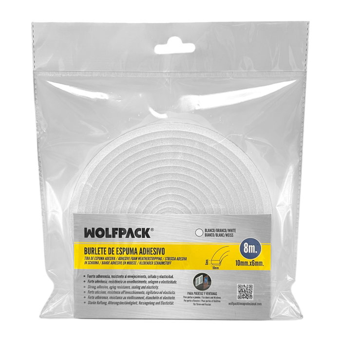 WOLFPACK LINEA PROFESIONAL Joint en mousse 8 m. x 6 mm. x 10 mm. blanc