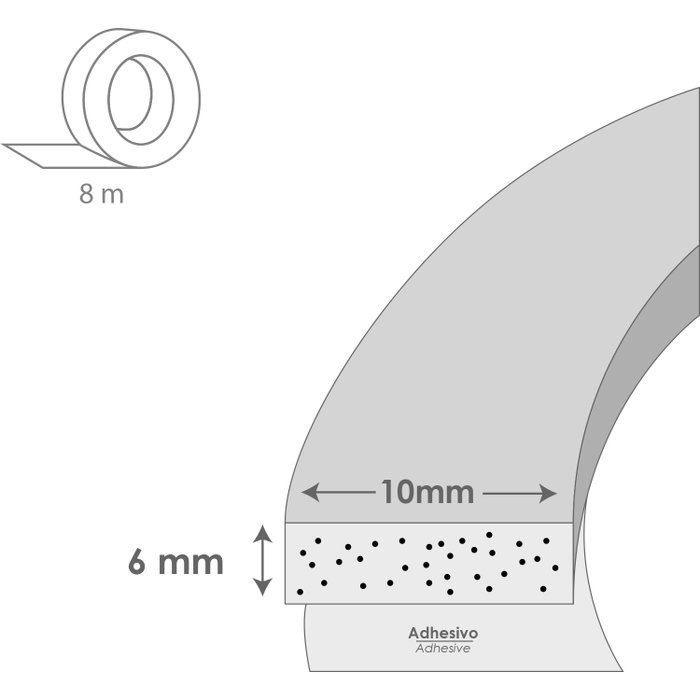 WOLFPACK LINEA PROFESIONAL Joint en mousse 8 m. x 6 mm. x 10 mm. blanc