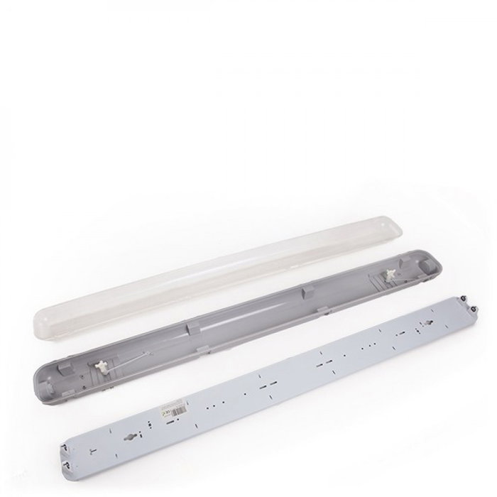 Lot de 4 kits d'éclairage étanches et connectables pour deux tubes LED 1200 mm ABS/PC avec clips en acier inoxydable