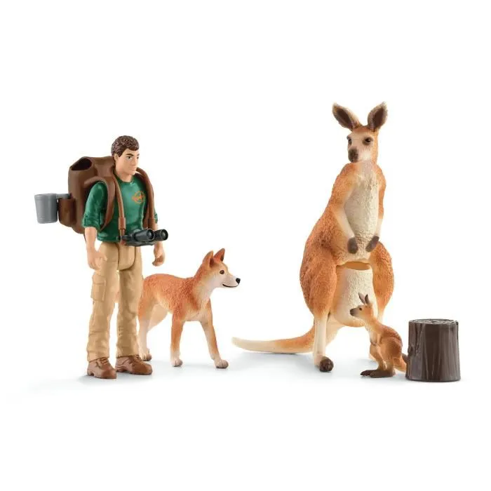 Schleich 42550 Wild Life Coffret Aventures en Océanie - Figurines Animaux Sauvages, Ranger, Kangourou, Dingo, Accessoires, Jouet pour Enfant dès 3 Ans