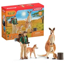 Schleich 42550 Wild Life Coffret Aventures en Océanie - Figurines Animaux Sauvages, Ranger, Kangourou, Dingo, Accessoires, Jouet pour Enfant dès 3 Ans