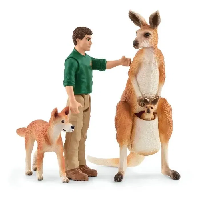 Schleich 42550 Wild Life Coffret Aventures en Océanie - Figurines Animaux Sauvages, Ranger, Kangourou, Dingo, Accessoires, Jouet pour Enfant dès 3 Ans