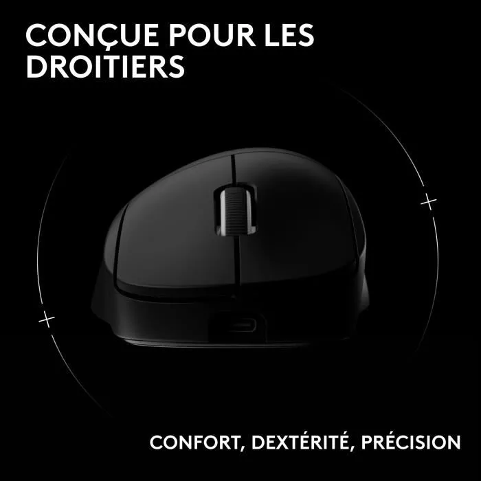 Logitech G Souris Gamer Sans Fil G Pro X Superlight 2 DEX, Noir, Performance Légère, Capteur HERO 2, Technologie LIGHTSPEED