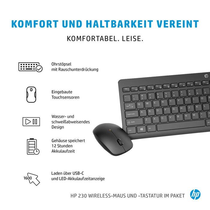 HP 230 Ensemble clavier et souris sans fil - Allemand