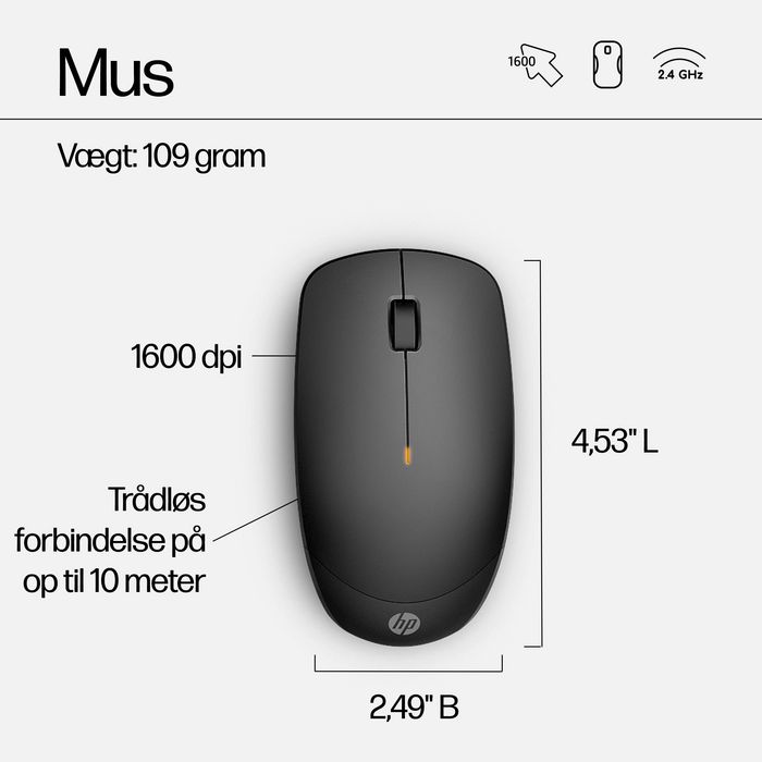 HP - Combo clavier et souris sans fil HP 230, 1600 DPI, 12 touches de fonction, longues autonomies - Clavier AZERTY / QWERTZ