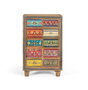 Giner y Colomer - Commode de chevet en bois de mango, 10 tiroirs peints à la main avec motifs floraux, finition naturelle, 36x9x? cm