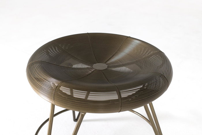 Giner y Colomer Tabouret Bas en Métal Industriel, Patines en Bronze Vieilli, Pour Bar ou Cuisine, Diamètre Siège 45 cm, Hauteur Totale 84 cm