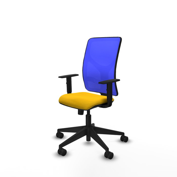 PIQUERAS Y CRESPO Chaise Motilla Synchro Jaune et Bleu, Base pyramidale noire