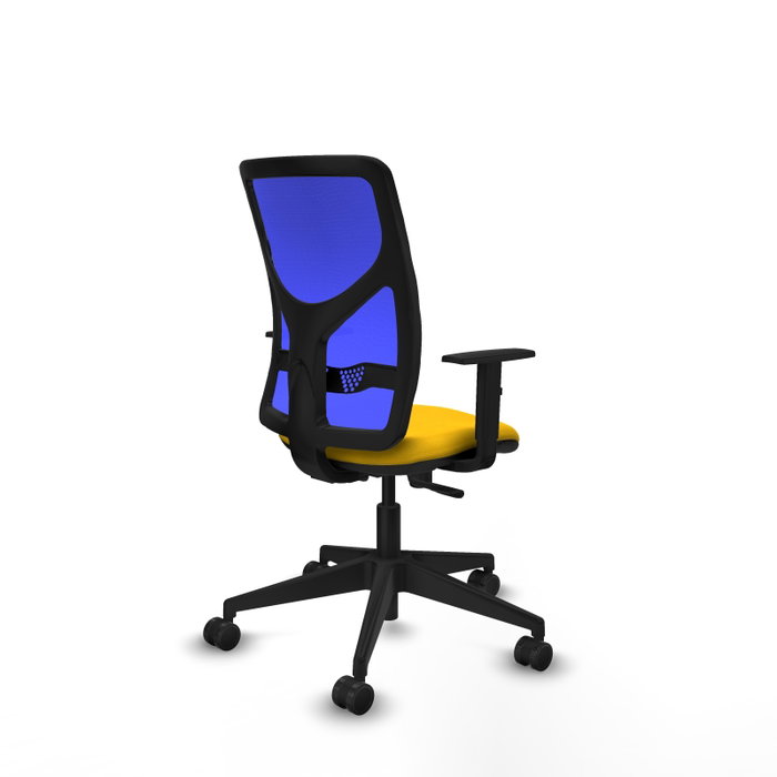 PIQUERAS Y CRESPO Chaise Motilla Synchro Jaune et Bleu, Base pyramidale noire