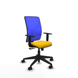 PIQUERAS Y CRESPO Chaise Motilla Synchro Jaune et Bleu, Base pyramidale noire