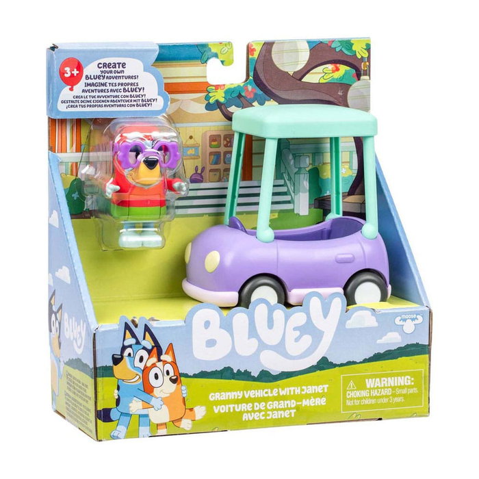 Bluey Set de jeu mini-figurines Janet & La voiture de grand-mère. Bluey Set de jeu mini-figurines Janet & La voiture de grand-mère.