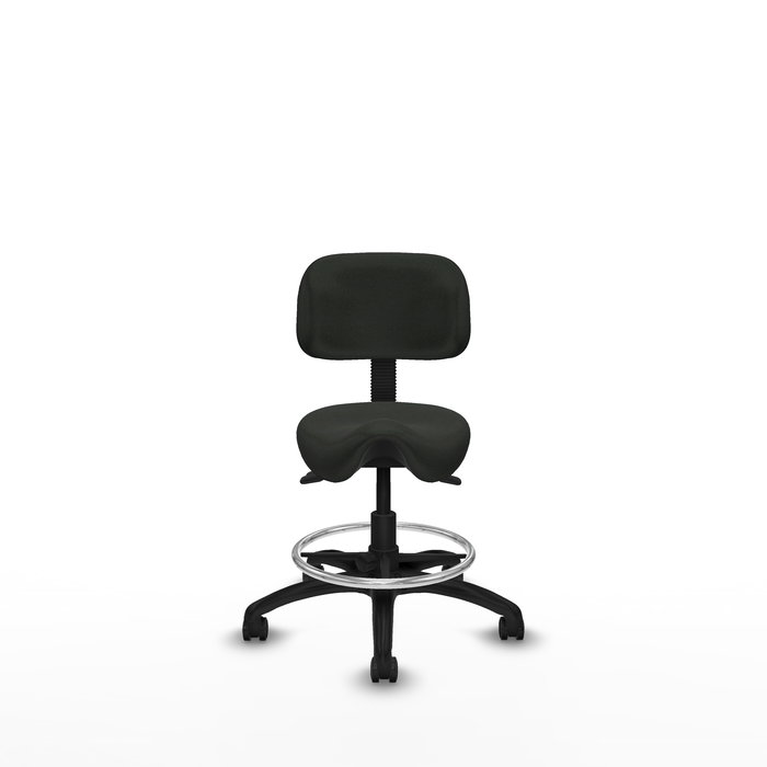 Tabouret Zarza Asynchrone Tissu Noir Structure polyamide noire Sans accoudoirs Sans appui-tête Roulettes pour moquette