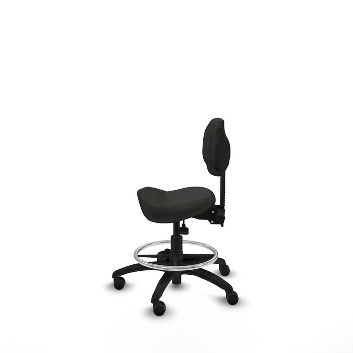 Tabouret Zarza Asynchrone Tissu Noir Structure polyamide noire Sans accoudoirs Sans appui-tête Roulettes pour moquette