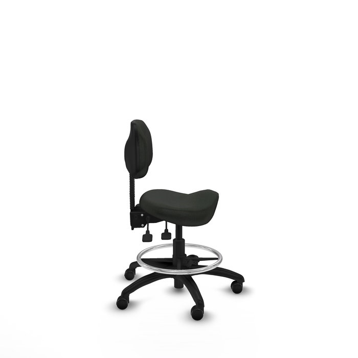 Tabouret Zarza Asynchrone Tissu Noir Structure polyamide noire Sans accoudoirs Sans appui-tête Roulettes pour moquette