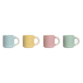 Ensemble de tasses à café Home ESPRIT Jaune Bleu Vert Rose Porcelaine 110 ml 4 Pièces
