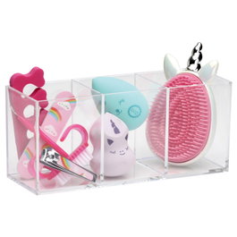 Cosmetic Club Organisateur de maquillage transparent à trois compartiments