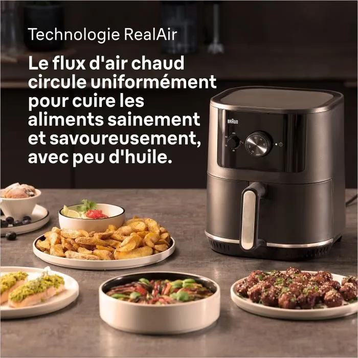 Braun MultiFry 3 Friteuse sans Huile - 4.3L, 1500W, Cuisson Saine et Rapide avec Technologie True Air - Noir