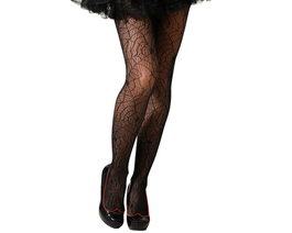 Collants noirs avec motif toile d'araignée pour déguisements sombres