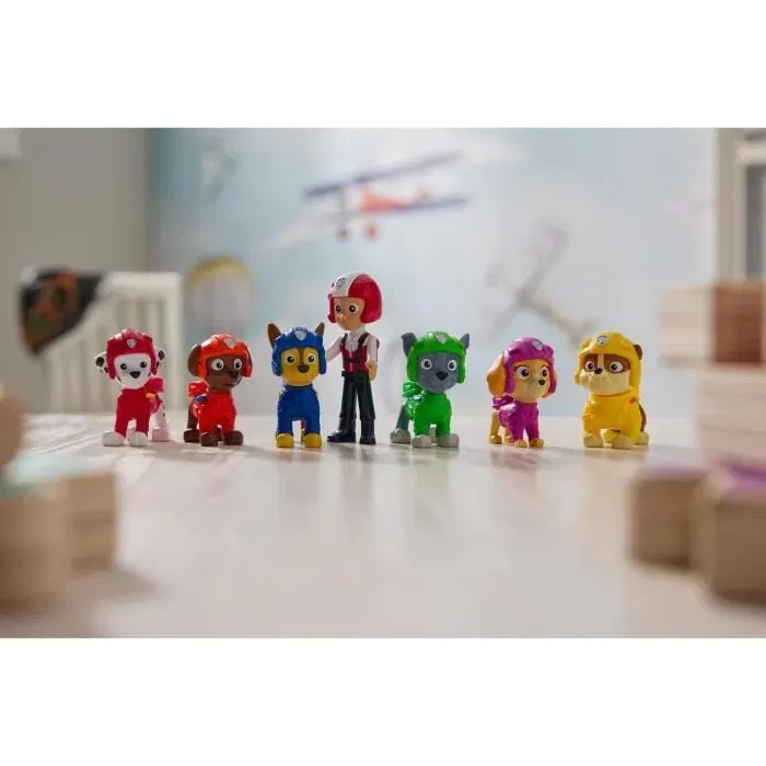 Spin Master - La Pat' Patrouille - Coffret Multipack de 7 Figurines Air Rescue avec les 6 Chiots et Ryder - Jeu pour Enfants Dès 3 Ans