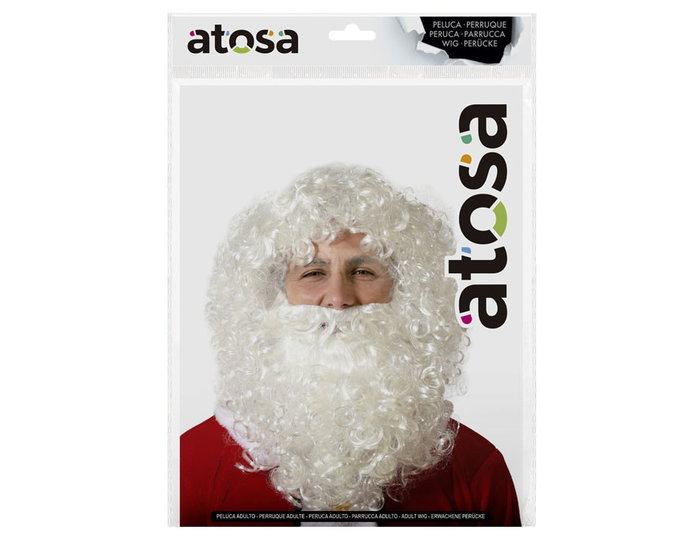 Perruque et barbe longue blanche pour Père Noël 160 g Perruque et barbe longue blanche pour Père Noël 160 g